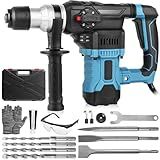 Eletropneumático Martelo Perfurador Rotativo Rompedor  220V 1600W Com Controle De Vibração  Inclui Graxa  Talhadeira Ponteira Brocas  Com Estojo 220V