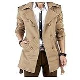 Elonglin Casaco Sobretudo Masculino Parca Jaqueta Masculino Midi Com Butões à Prova De Vento A Gg