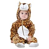 Elonglin Macacão Animal Flanela Para Bebês Unissex Zíper Com Capuz Pijama Para Bebês Macia Quente  F  12   18 Meses 