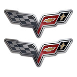 Emblema Corvette Aço Inox Emblema Duplo Gm Corvette 9 X 4 Cm