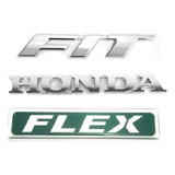 Emblema Honda Fit Flex (c/ 3pcs) De 2009 10 11 12 13 14 2015