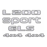 Emblema L200 Sport Gls 4x4 Adesivo Aço Escovado (a)