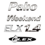 Emblema Letreiro Mala Palio + Weekend + Elx + 1.4 + Flex 5pç