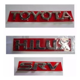 Emblema Toyota Hilux Srv Cromado Otima Qualidade - 3 Peças