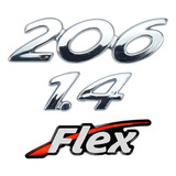 Emblemas 206 1.4 E Adesivo Flex Peugeot