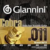 Encordoamento Giannini Cobra Violão Aço Bronze 011 85 15