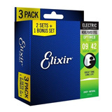 Encordoamento Guitarra Elixir 009-042 Optweb Pack 3 ¿ 16550