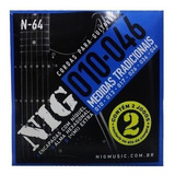 Encordoamento Guitarra Nig N 64 010 Tensão Média Kit 2 Jogos