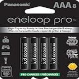 Eneloop Panasonic Bk-4hcca8ba Pro Aaa Baterias Recarregáveis Pré-carregadas Ni-mh De Alta Capacidade, Pacote Com 8 Baterias
