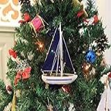 Enfeite De árvore De Natal De Veleiro Azul Com Velas Azuis 23 Cm Decoração De Ornamento