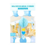 Enfeite Decorativo Bola Favo De Abelha E Cordão Babyboy Azul