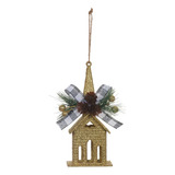 Enfeite Natal Dourado Com Brilho Casa Pendurar Com Pinha