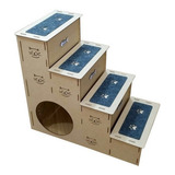 Escada 60cm Pet Gato 4 Degraus Carpete Escadinha Toca Sofa Cor Mdf Cru Imgroppo