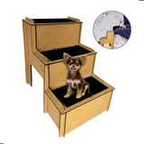 Escadinha Degraus Para Cama Mdf 4mm Carpete P Cães E Gatos Cor Mdf Cru Natural