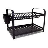 Escorredor Mak inox 0412p 12 Pratos Montado Black Cor Preto