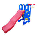 Escorregador Infantil 4 Degraus Plástico Playground Cesta Basquete Bola Importway Bw 053 Colorido