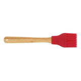 Escova De Cozinha De Silicone E Bambu Vermelha Mor