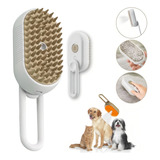 Escova Pet Pente Para Cães Gatos Animais Com Vapor Para Pelo Cor Branco Com Bege
