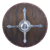 Escudo Viking Carbonizado Medieval Nórdico Cruz