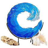 Escultura De Ondas Oceânicas, Ornamentos De Ondas Azuis, Art