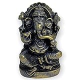 Escultura Ganesha Trono Preto