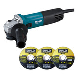 Esmerilhadeira Angular 850w M9510b Makita Kit 3 Discos Evald Cor Azul turquesa 110v