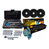 Esmerilhadeira Lixadeira Angular 780w 4 1 2 115mm 127v Bta780 The Black Tools Com Jogo Soquetes 40 Peças E Discos Corte