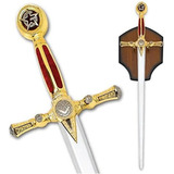 Espada Maçônica Em Aço Inox   Suporte De Parede Tradicional