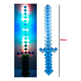 Espada Steve Alex Diamante Ouro Picareta Com Luz E Som Cor Azul