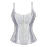 Espartilho Blusa Corset Modela Cintura Com Alça Zíper Branco