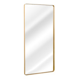 Espelho Corpo Inteiro Retangular Com Moldura Metal 120x60 Cm Moldura Dourado