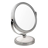 Espelho De Maquiagem Mesa Dupla Face Aumenta 2 X Gira 360 Gr