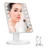 Espelho De Mesa C  Led Portátil Maquiagem Camarim Articulado Cor Da Moldura Branco