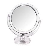 Espelho De Mesa Com Suporte Acrílico Para Maquiagem Dupla Face Giratório 360º Com Zoom 2x Transparente Portátil Para Casa Ou Viagem