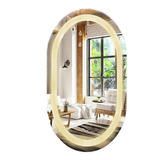 Espelho Jateado Oval Iluminado Com Led Quente   50x120cm