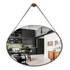 Espelho Redondo Decorativo Adnet Escandinavo 60cm Y Suporte Moldura Caramelo