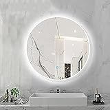 Espelho Redondo Retroiluminado Por LED Para Banheiro Regulável Com Temperatura De 3 Cores Espelho Inteligente Com Luz LED Montado Na Parede Espelho De Maquiagem Com Moldura De Liga De Alumín