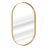 Espelho Retrô Oval C/ Moldura Banheiro Quarto Sala 80x50cm Cor Da Moldura Dourado