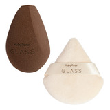 Esponja De Maquiagem Linha Glass Ruby Rose Kit Com 2 Und Cor Bege Tamanho Da Esponja Median
