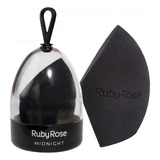 Esponja Maquiagem Ruby Rose Base Contorno Corretivo Chanfrad Cor Preto Tamanho Da Esponja Grande