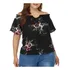 Estampa Floral Feminina De Tamanho Grande, Manga Curta, List