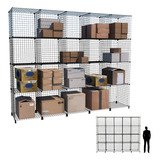 Estante Aramada 20 Nichos Para Estoque Roupas Casulos 60cm Cor Tela Preta Com Conectivo Preto