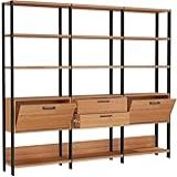 Estante Elegante 3 Torres Com 1 Gaveteiro E 2 Porta 2 16 MT  LARG  Cor Freijo Com Preto Fosco   52832 Sun House