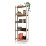 Estante Livreiro Armario Multiuso Organizador Estilo Industrial 5 Prateleiras Off White nature Je Home