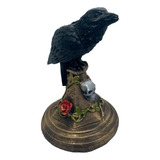 Estatua Castiçal Corvo Porta Velas Wicca Wiccaa 16cm Resina