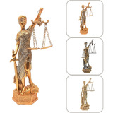 Estátua Decorativa Deusa Dama Da Justiça Themis Direito Cor Dourado