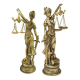 Estátua Deusa Dama Da Justiça Thêmis Direito Pequena Gold Cor Dourado