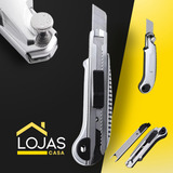 Estilete De Metal Largo Profissional 18mm C Trava Giratória