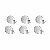 Estojo Com 6 Xícaras De Café Com Pires Em Porcelana, Modelo Brito, Redondo, Decoração Névoa Cinza, Porcelana Schmidt