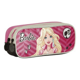 Estojo Duplo Infantil Bolsa De Lápis Escolar Barbie 18z Rosa